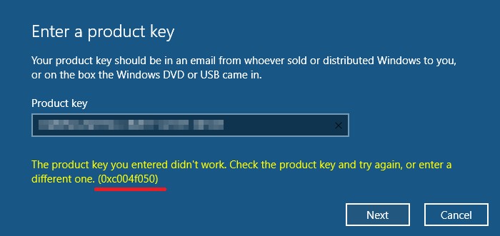 Error 0xC004F050