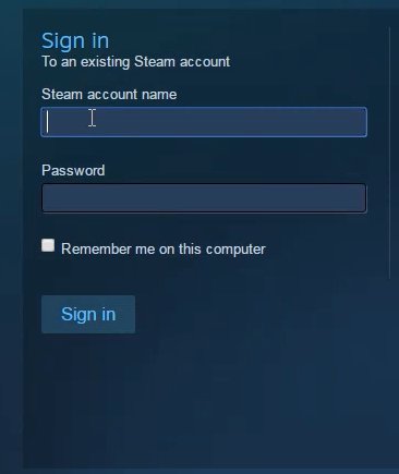 Pantalla de login Steam